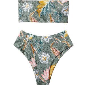 Bandeau Bikini Swimsuits Off Shoulder High Waist Bathing Suit High Cut. h03